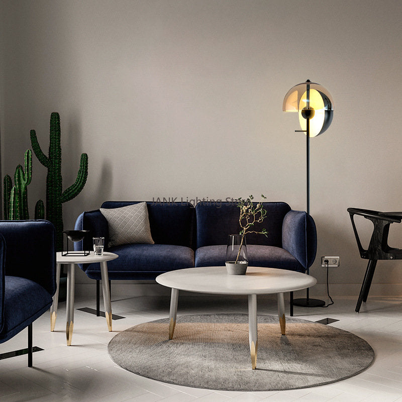 Designer LED Theia Floor Lamp for Bedroom Living Room Glass Hemisphere Industrial Corner Lamp High-end Decor Desks Lighting