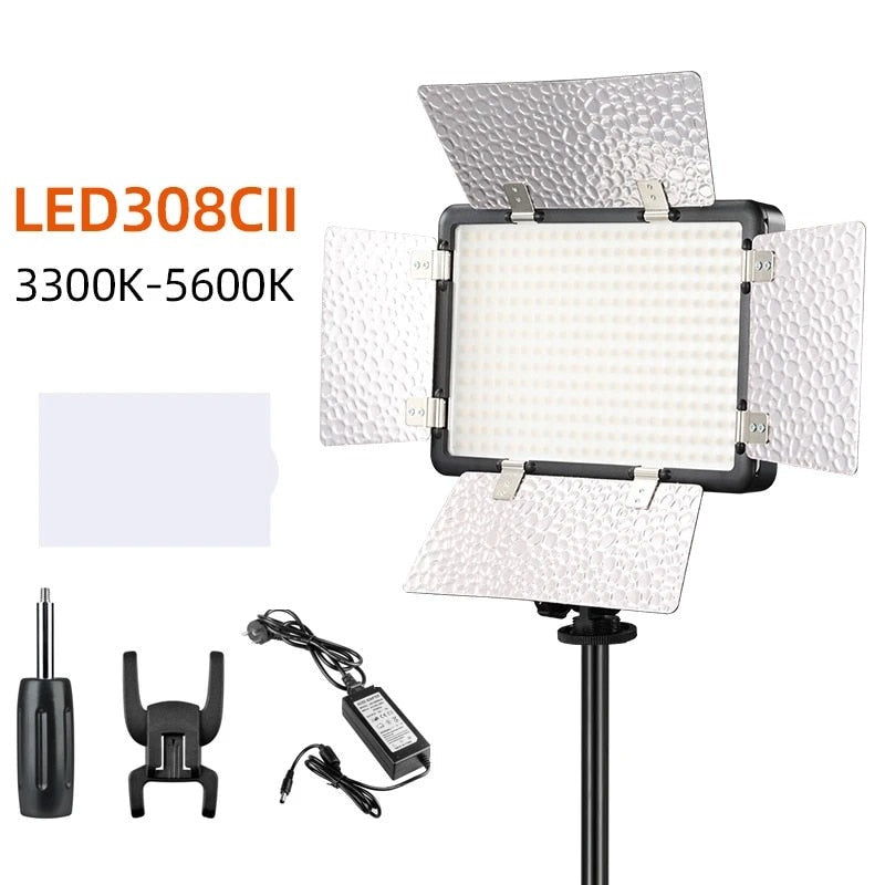 Godox LED308C II LED308 LED Video Studio Light Camera Fill Lamp With Adapter Professional Photographic Lighting Live Streaming