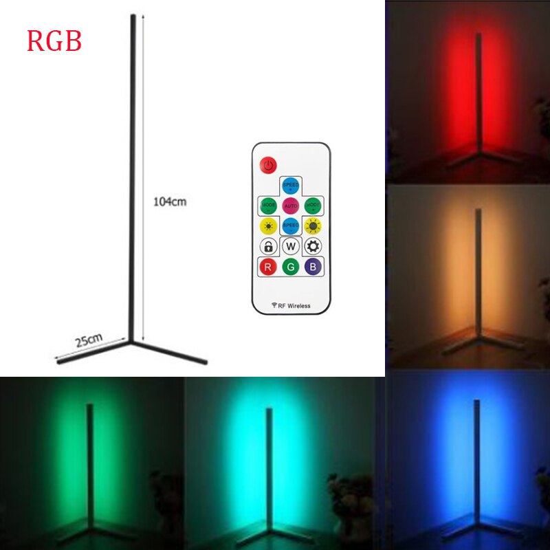 80cm LED Floor Corner Standing Lamp RGB Light With Remote Control For Bedroom Living Room Club Home Atmosphere Night Light