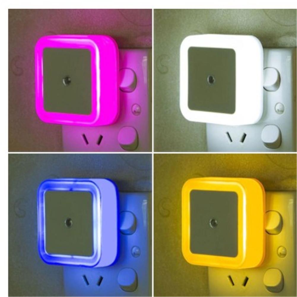 Mini LED Night Light EU/US Plug-in Dusk to Dawn Sensor Wall Nights Lamp Square for Bedroom Hallway Stairs Corridor 110V 220V