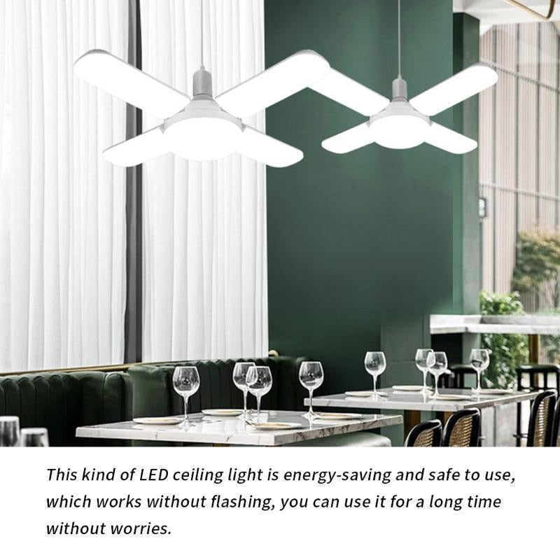 E27 LED Bulb Fan Blade Timing Lamp AC85-265V 28W 360° Foldable Led Light Bulb Home Ceiling Garage Light with Remote Controller