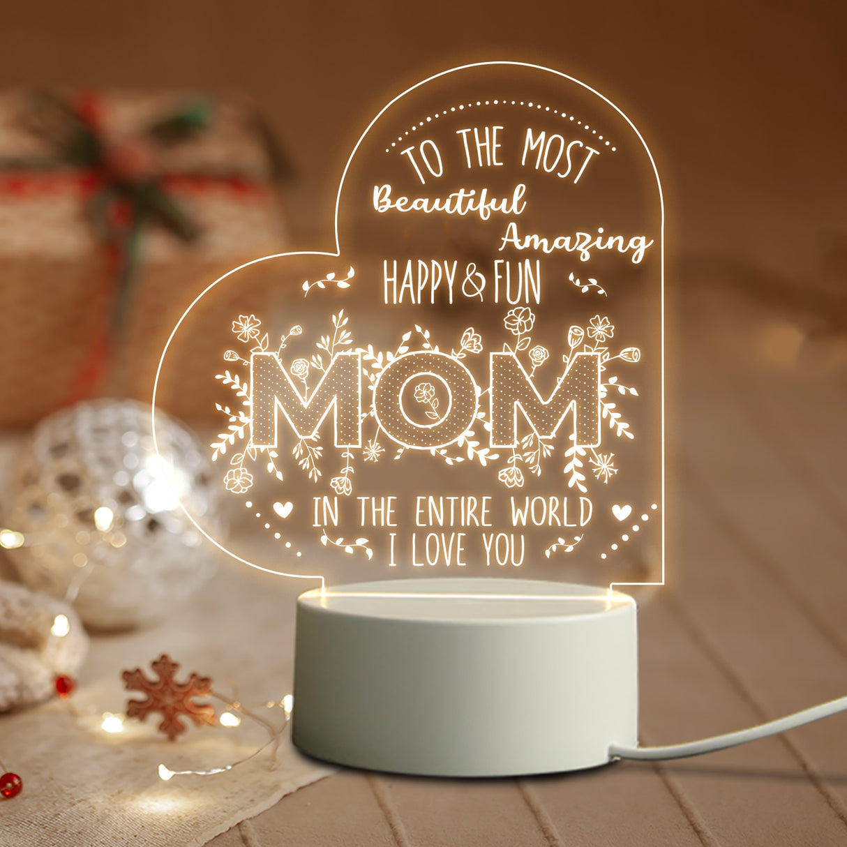 Mom Birthday and Mother Day Novelty Present Bedroom Night Light Decoration Lamp Thanksgiving Gift for Mommy