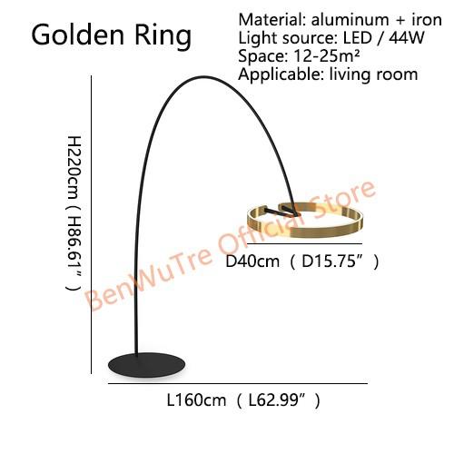 LED Floor Light Round Rings Style Modern Creative Living Room Fishing Floor Lamp Bedroom Bedside Lobby Vertical Lighting Fixture