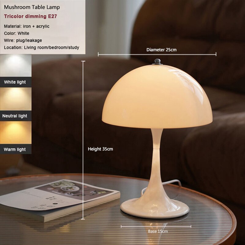 Mushroom LED Floor Lamp Remote Dimmable Indoor Decora Light For Bedroom Bedside Living Room Study Modern Minimalist Luminaire