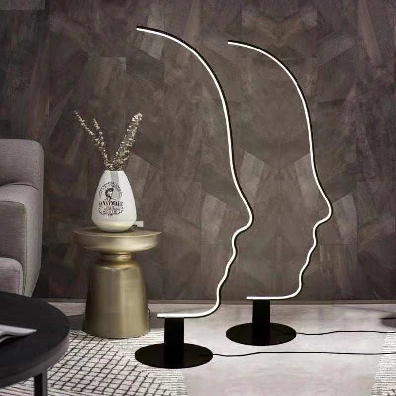 New Modern Fashion Creative Design Human Face Decor Led Floor Lamp Home Bedroom Living Room Indoor Lighting Bedside Lamp Light