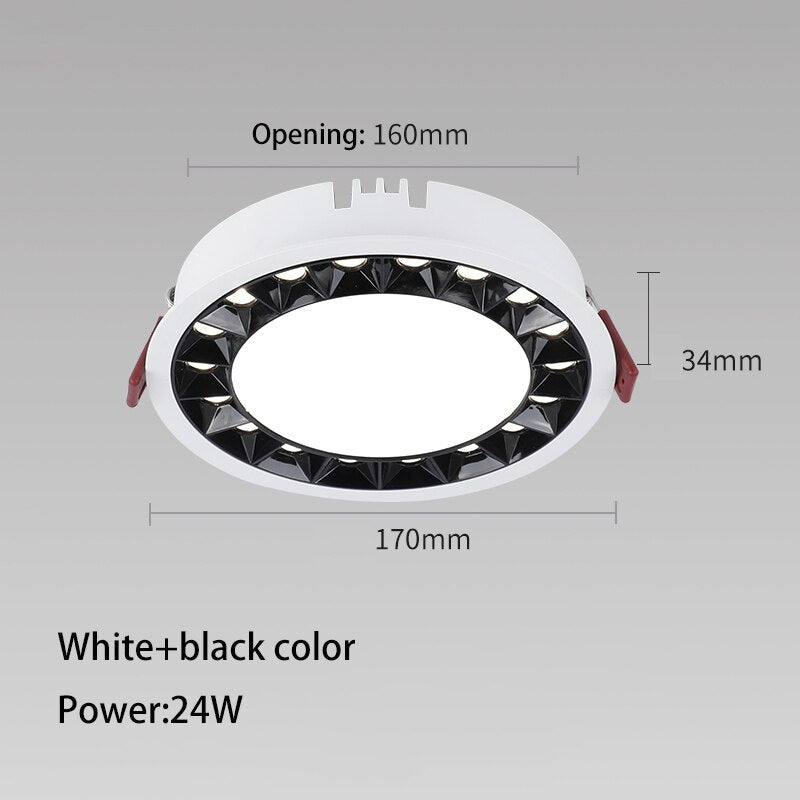 Led Spotlights Round Downlight Recessed Ultra-thin Grille Lamp Aluminum Ceiling Spot Light 7W 12W 18W 24W 36W Foco Lighting