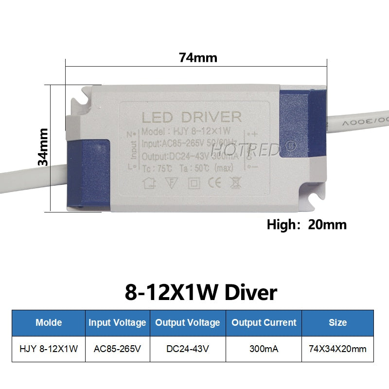 LED Driver 300mA 1W 3W 5W 7W 12W 18W 20W 25W 36W Constant Current Driver Power Supply AC85-265V DownLighting Transformers Bulb