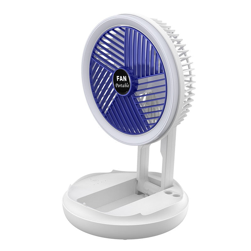 USB Charging Foldable Table Fan Wall Mounted Hanging Ceiling Fan with LED Light 4 Speed Adjustable For Home Room Air Cooler Fan