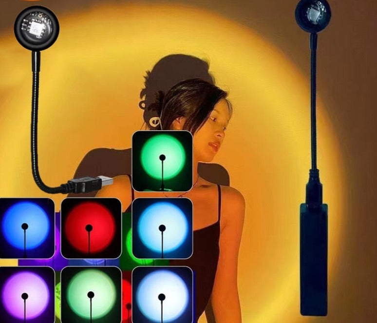 USB Sunset Lamp LED Rainbow Dawn Table Lighting Portable USB RGB Night Lamp Room Decoration Atmosphere Ins Projector Photo Lamp