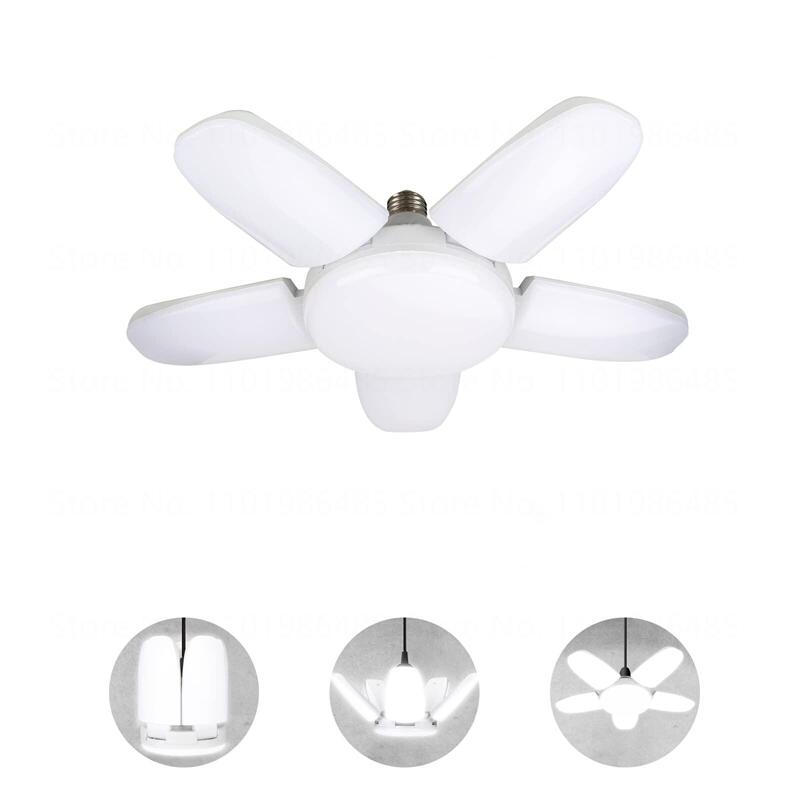 5+1 60W Blades Deformable LED Garage Light E27 Adjustable Shop Top Ceiling Lamp Professional Warehouse Foldable Fan Lamps 220V