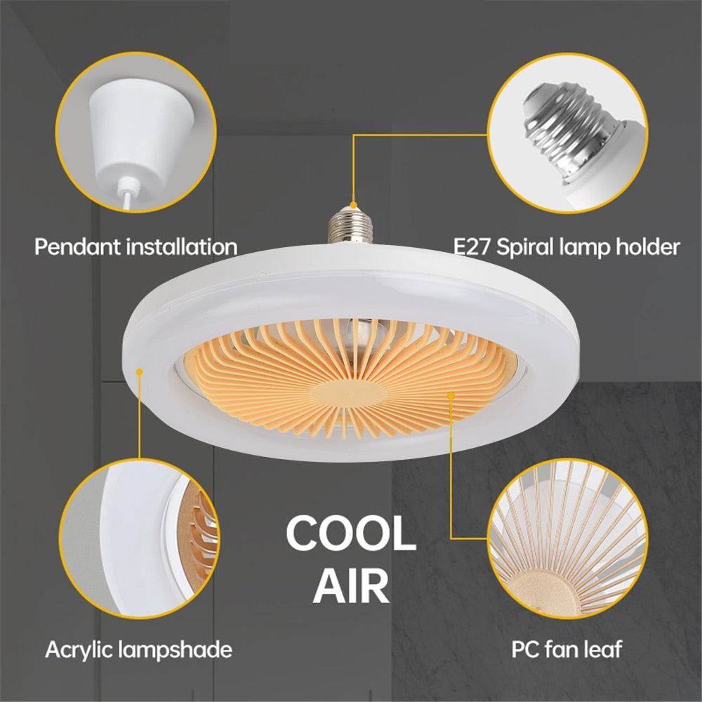 30W LED Fan Light E27 Bulb Universal AC85V-265V Ceiling Lamp 2 in 1 Creative Lighting Fan Lamp For Bedroom Study Night Market