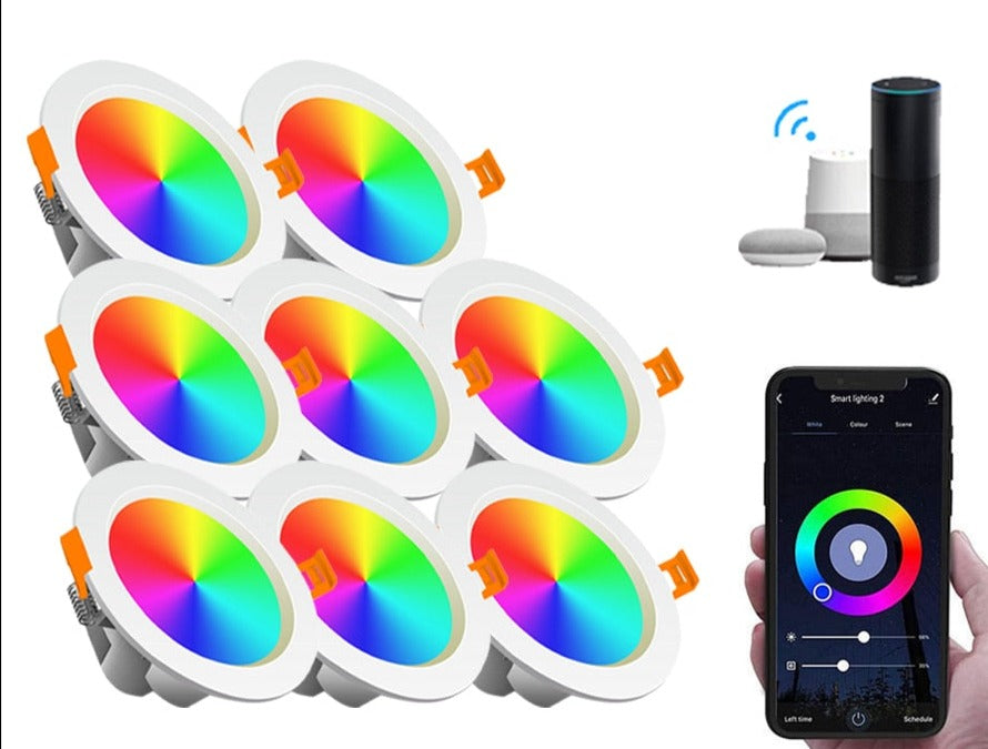 Smart Ceiling Lights RGB Tuya Wi-Fi Bluetooth LED Downlights Recessed Spotlight Alexa Lamps Control Alexa Google Home