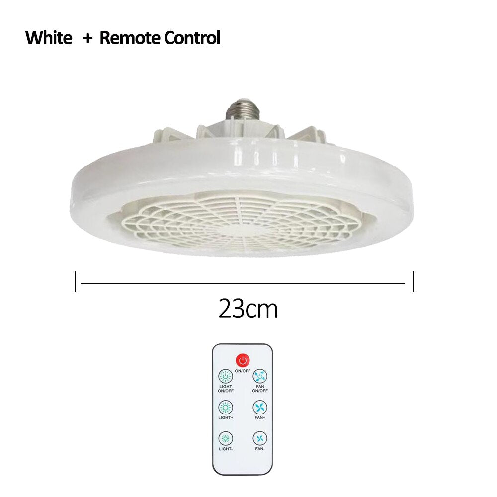 Ceiling Fan With Lights and Remote Control E27 Converter Base Dual-Purpose LED Fan Lamp Smart Silent Ceiling Fans For Bedroom