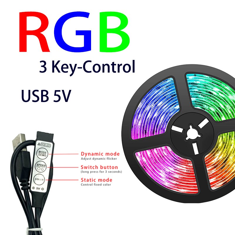 LED Strip RGB 2835 5V USB Bluetooth IR Control Lighing Flexible Tape Ribbon Desktop Screen BackLight Diode TV Decoration Lamp