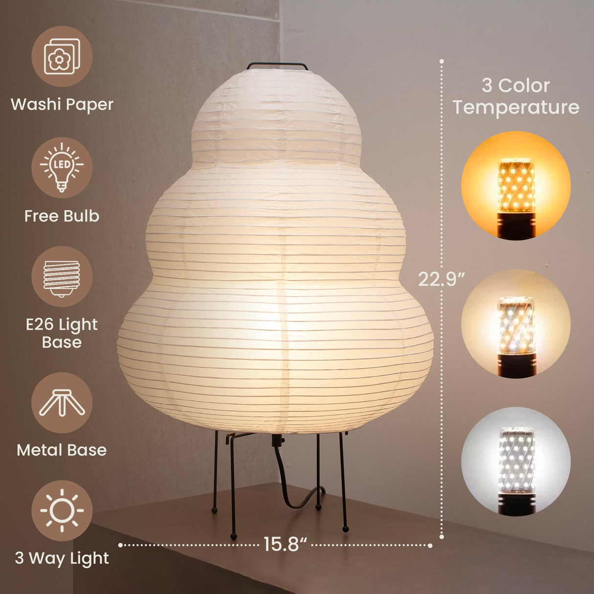 Japanese Design Table Lamp Akari Wabi-sabi Desk Lights Rice Paper Standing Lamp Dimmable Eye-Protection Bedside Lamp Home Decor