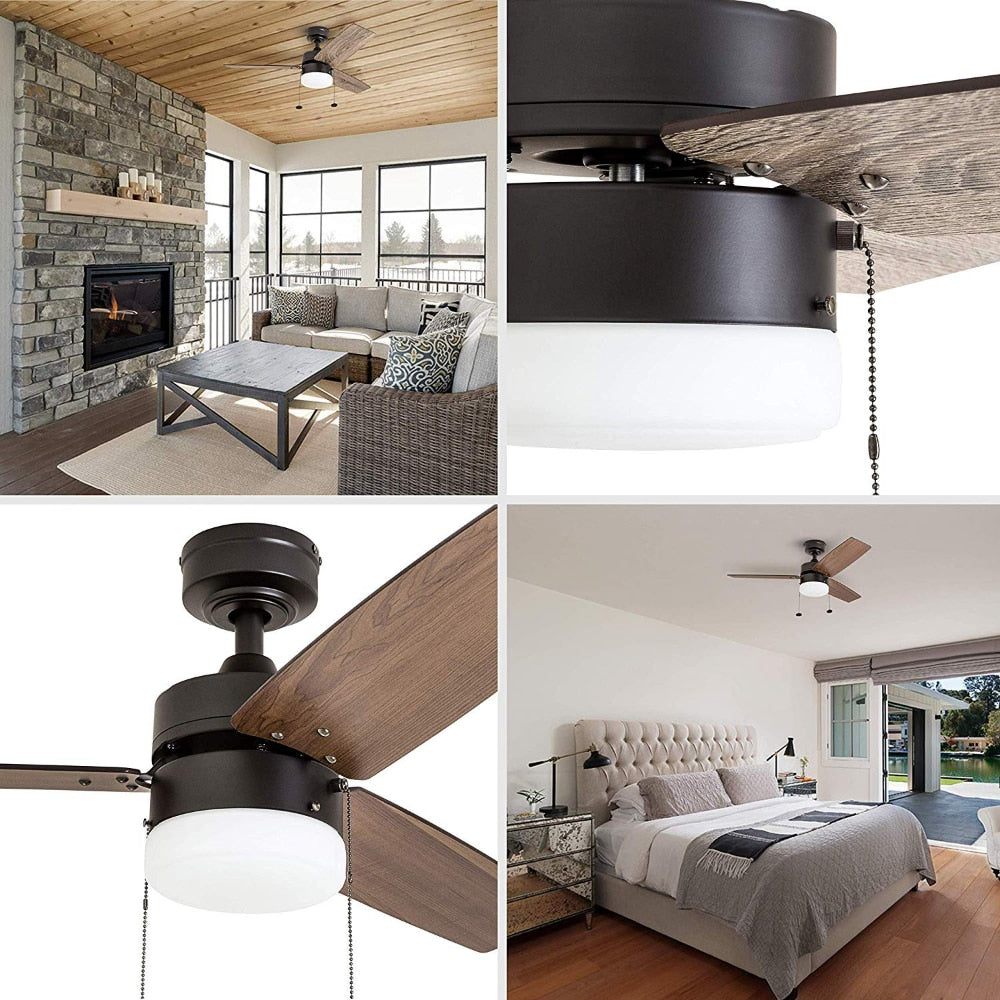 Reston 42-Inch Espresso Bronze Indoor LED Ceiling Fans with Led Light Chandelier Fan Home Appliance Fans for Bedroom