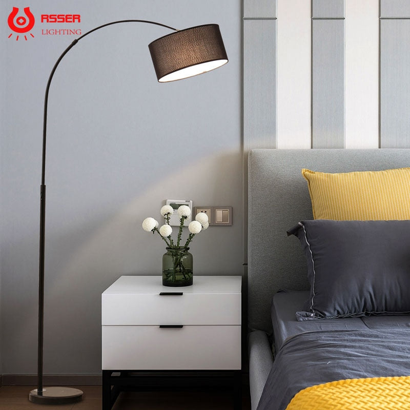 RSSER New Modern Nordic Big Sale Simple LED Floor Lamp Black White Standing Light Corner Apartment Lamp For Bedroom Decoration