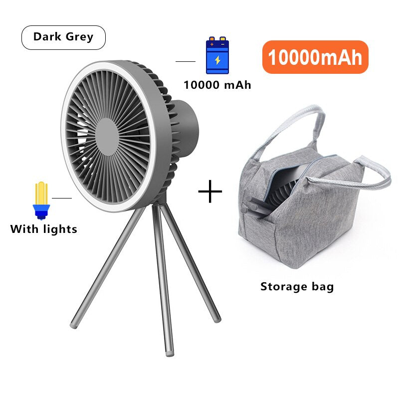 New Outdoor Camping Fan Office Desk USB Tripod Electric Fan Student Dormitory Ceiling Fan 10000mAh