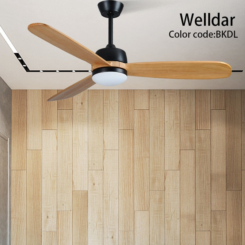 52 Inch Led Ceiling Fan Light Roof Home Fans Modern Indoor Decorate Wooden Blade Dc Ceiling Fan With Remote Control Ventilador