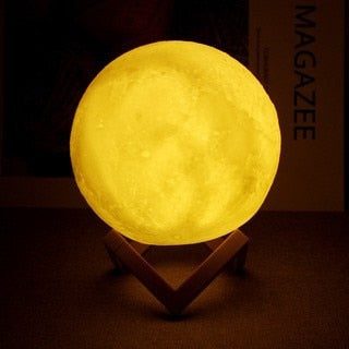 Moon Lamp LED Night Light with Stand Starry Lamp Lights for Bedroom Aesthetic Kids Gift Eye Protection Lamp 3D Moon Lamp
