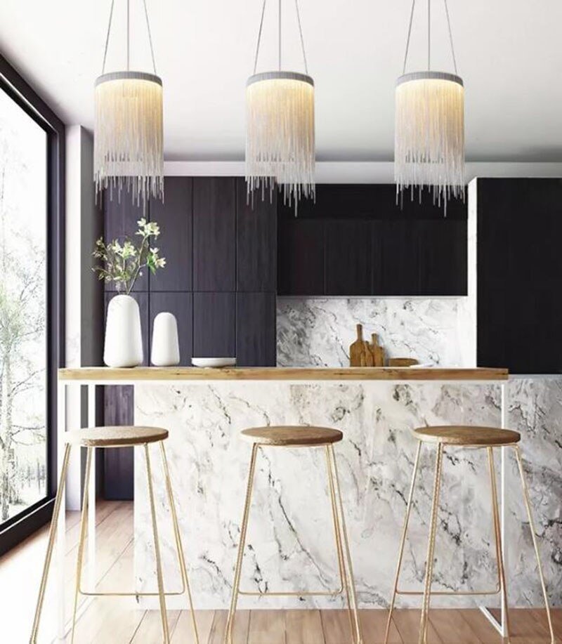 Modern Aluminum chandelier Lamp Novelty Aluminum Chains LED chandelier Light Dining Room Living Room Bedroom Light