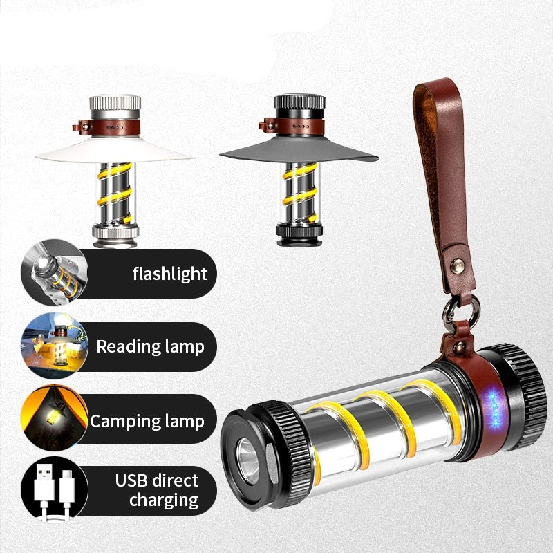 New Rechargeable Camping Lantern Portable Outdoor Camping Light Magnet Emergency Light Hanging Tent Light Powerful Work Lamp