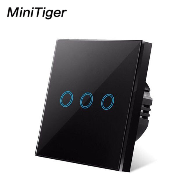 MiniTiger EU Touch Switch LED Crystal Glass Panel Wall Lamp Light Switch 1/2/3 Gang AC100-240V LED Sensor Switches Interruttore
