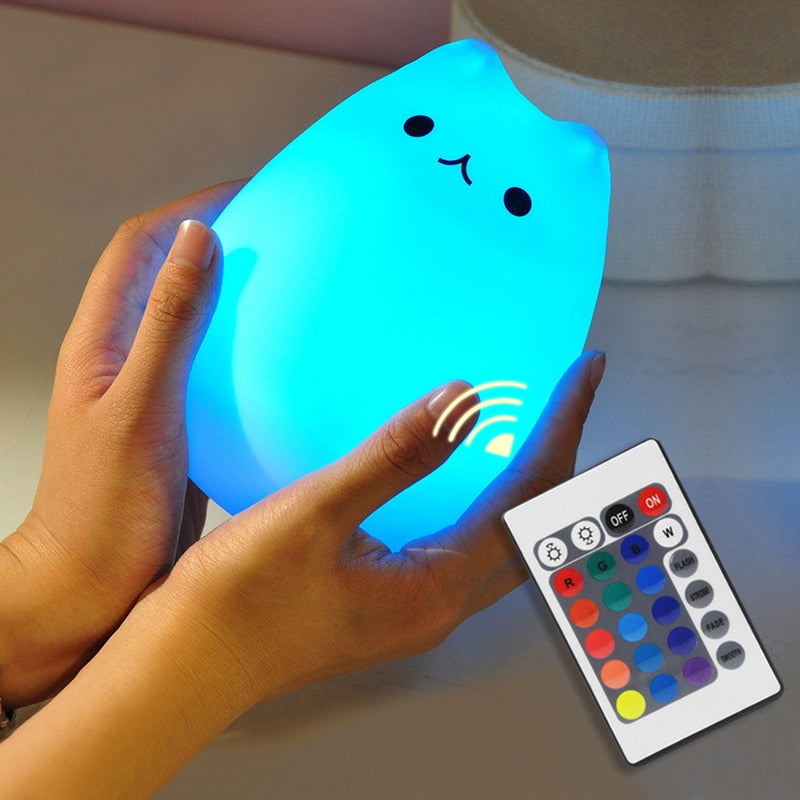 Night light Cat Silicone LED kids Night Light baby USB Rechargeable Sensor Touch lamp baby Children Cute Nursery Bedroom lights