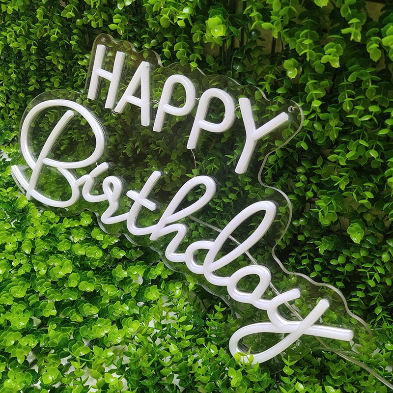 Happy Birthday Led Neon Sign Custom Night Light Sign for Birthday Party Decor Oh Baby Neon Light Lets Party Home Hanging Decor