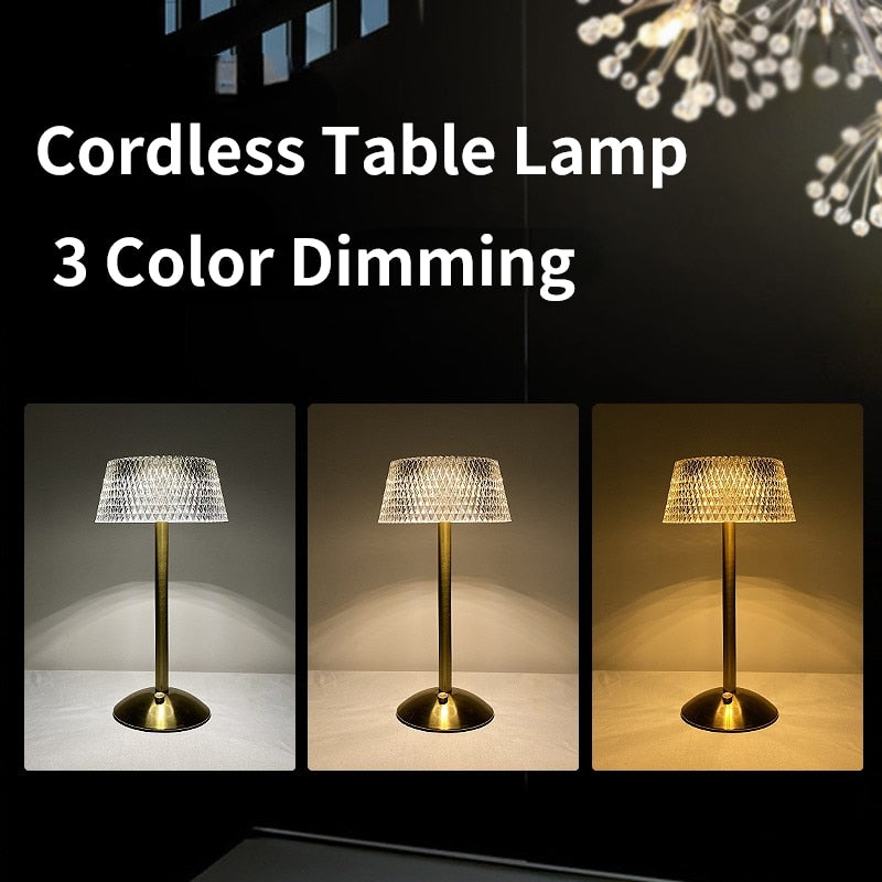 LED Cordless Table Lamp USB Rechargeable Night Light Touch Dimming Desk Lamp Coffee/Bar/Hotel/Bedroom Decor Atmosphere Light