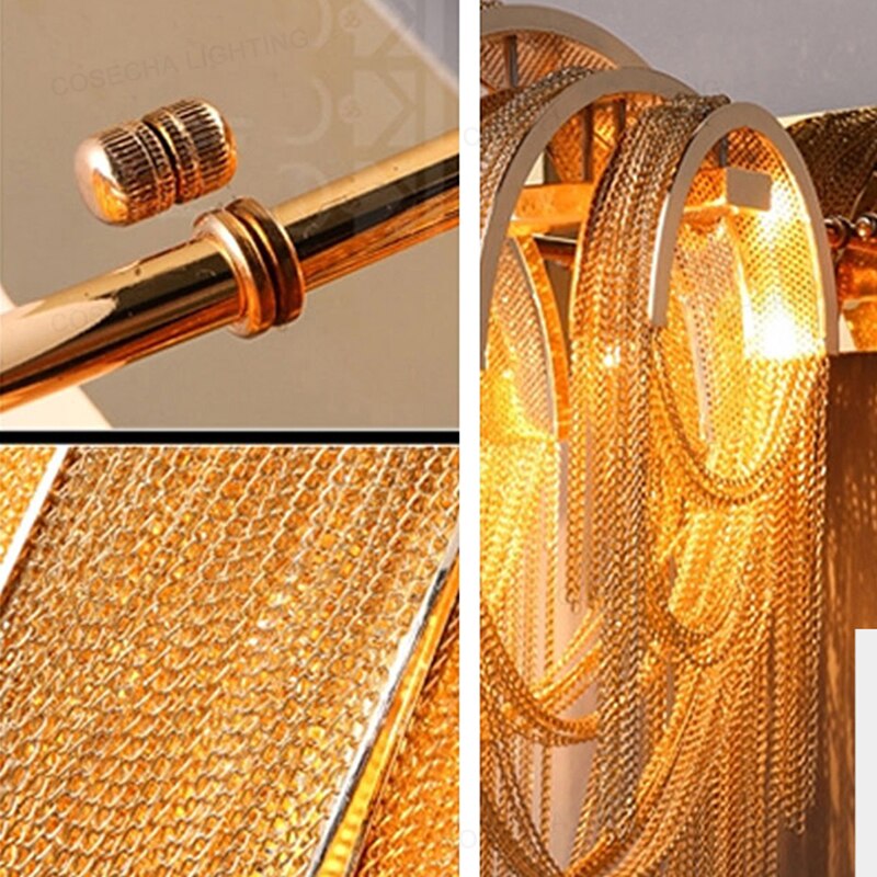 Tassel aluminum chain table lamp post-modern personality gold and silver table lamp living room bedroom study lobby floor lamp