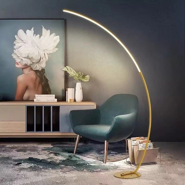 C Floor Lamp Dimming Remote Control Floor Light Black LED Corner Floor Lamp Bedroom Decoration Living Room Lamp Standing Light