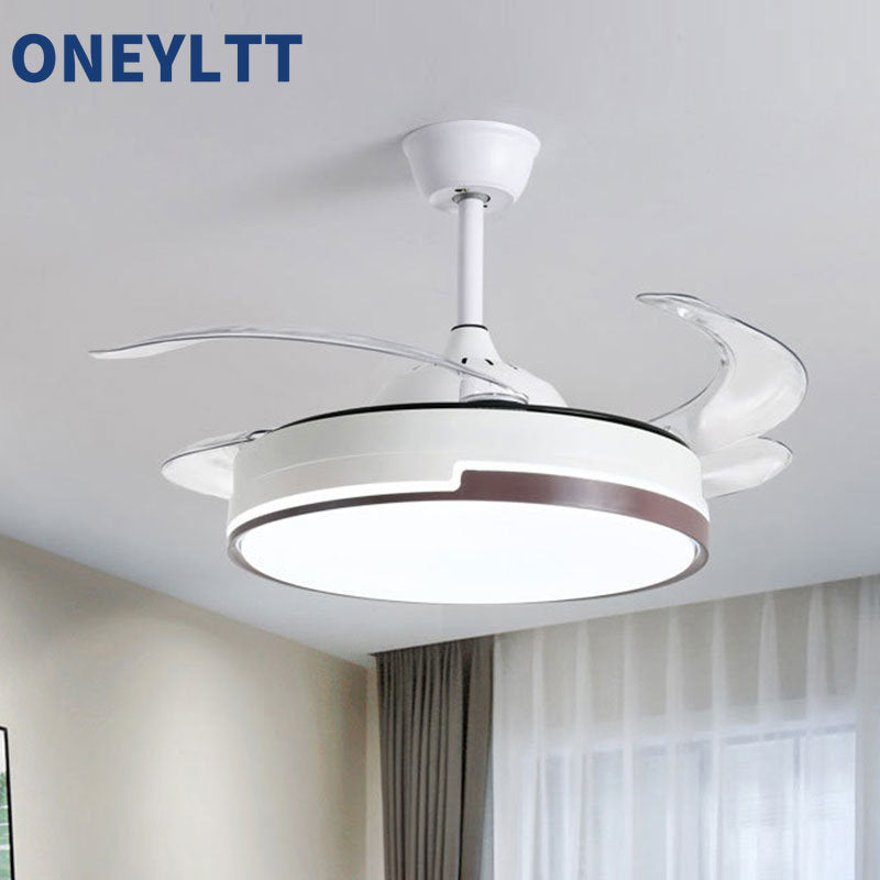 New 110V 220V Nordic Ceiling Fan Living Room Led Invisible Fan Lamp Ceiling Bedroom Fan Remote Control Reversible Blades Fans