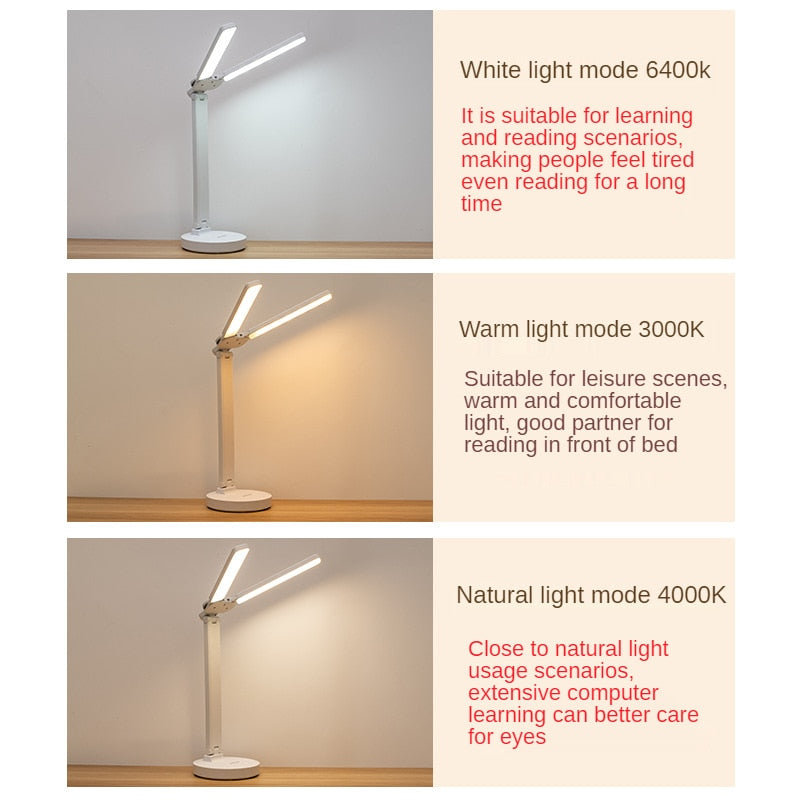 LED Energy Saving USB Double Lamp Cap Foldable Reading Lamp for Children's Mobile Phone Bracket Desk Study Light Bedroom Table