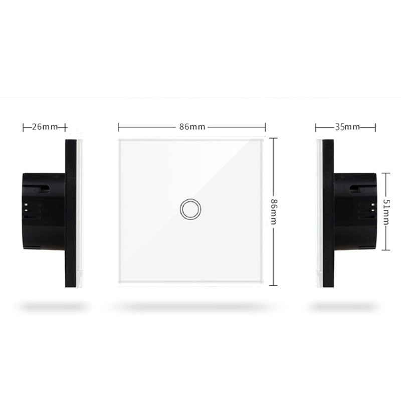 EU Touch Switch Sensor Switches No Neutral Wire Required LED Crystal Glass Panel Wall Lamp Light Switch 1/2/3 Gang AC100-240V