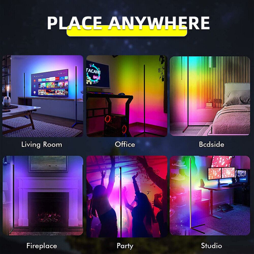 Modern Corner Floor Lamps for Bedroom Decor Furniture Living Room Tuya RGB LED Lighting Dimmable Alexa Lights Bedside Stand Lamp