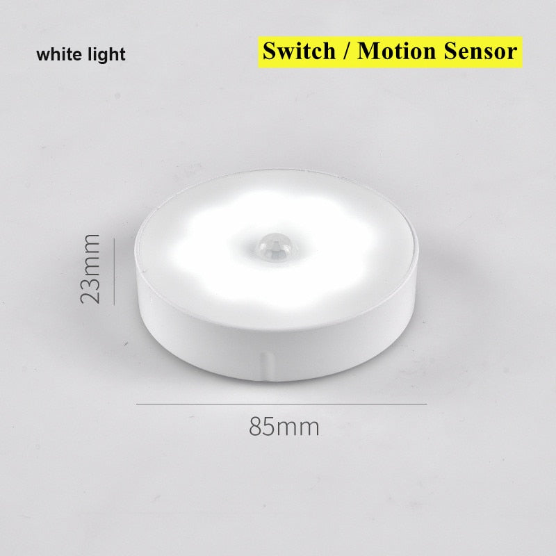 2 Modes Motion Sensor Night Light LED Switch Nightlights USB Chargeable Lights Warm White Wall Lamp for Stairs Closet Cabinet