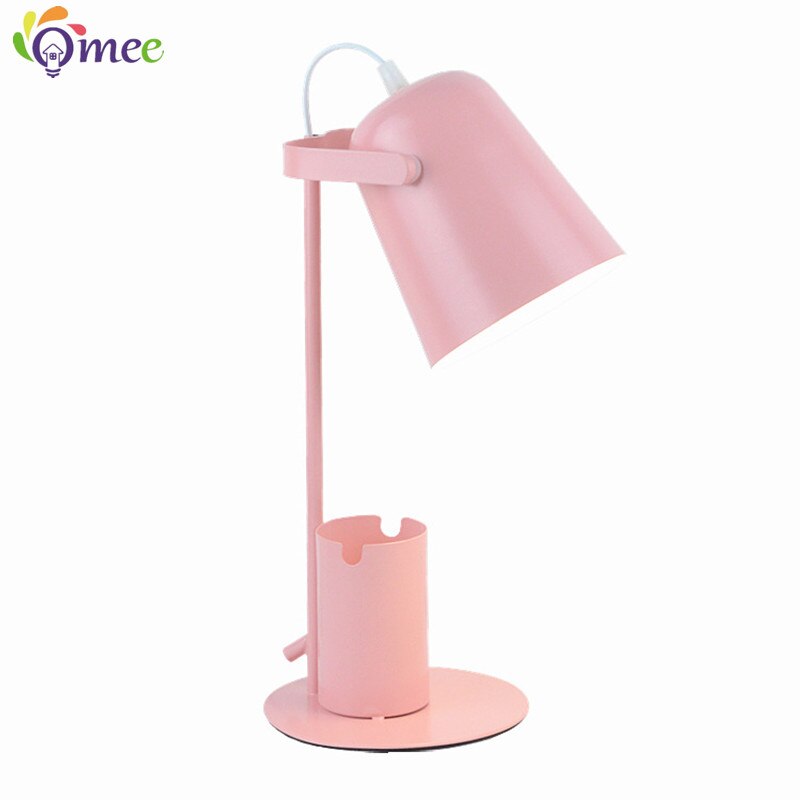 Nordic Iron Art LED Fashion Simple Desk Lamps Eye Protection Dimming Metal Pen Holder Table Lamp Living Room Bedroom Home Decor