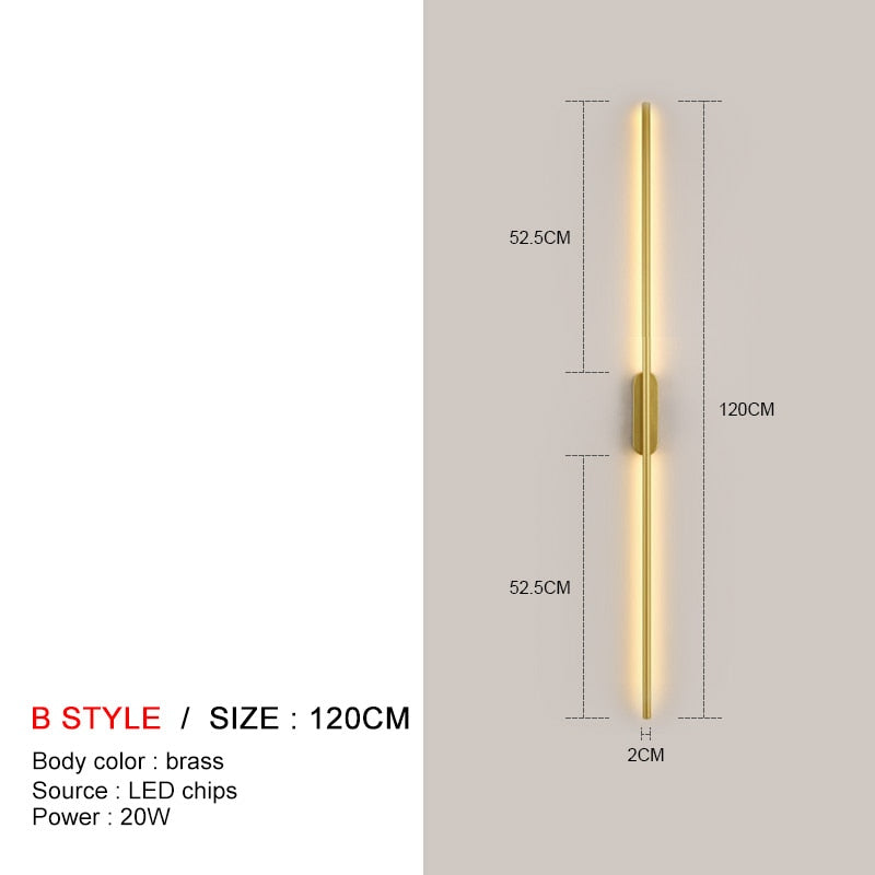 Minimalism Longer LED Wall Lights Living Room Background Decor Kitchen Fixtures Bedroom Study Stair Surface Mounted Black Lamp