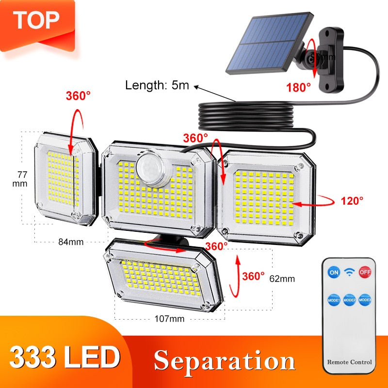 LED Solar Lights Outdoor Motion Sensor Human Induction Adjustable head IP65 Waterproof Solar Power Wall Lamp