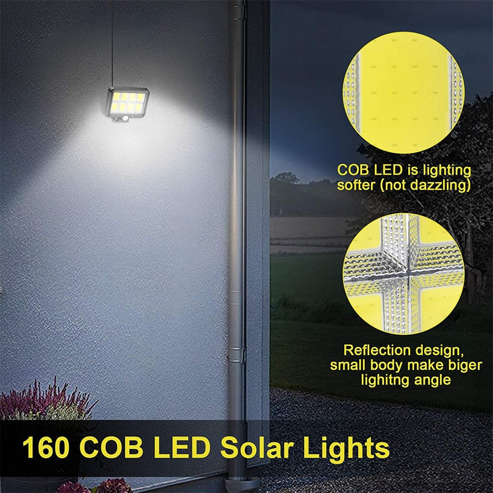 COB LED Solar Powered Light Outdoors PIR Motion Sensor Waterproof Wall Emergency Street Security Lamp For Garden Decoration