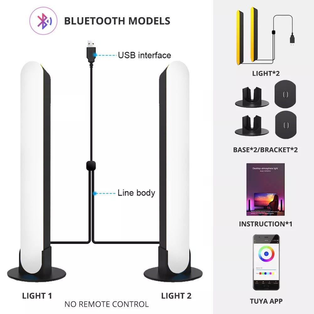 WiFi Smart LED Light Bar RGB Atmosphere Light Music Synchronization 12 Modes TV Wall Computer Game Room Decoration Night Light