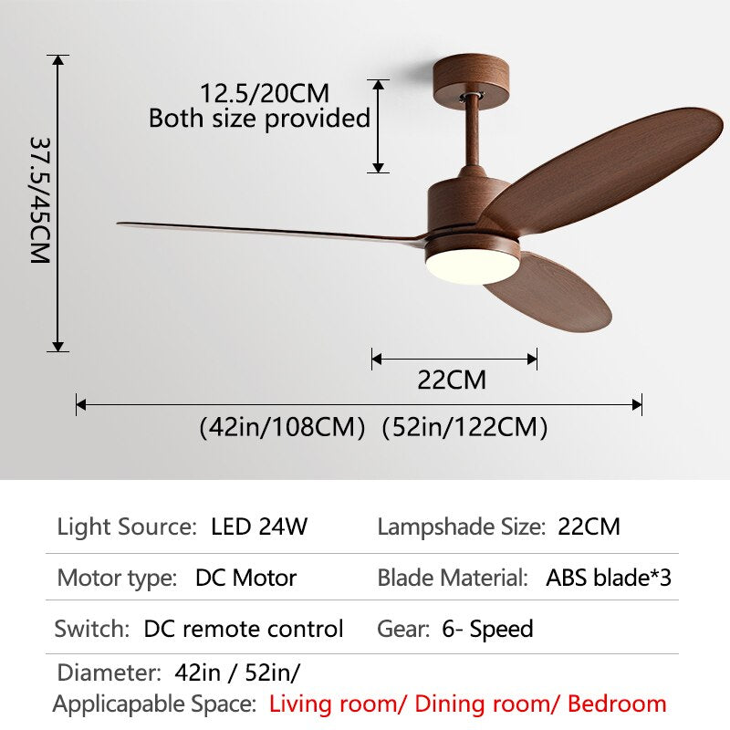 52Inch Fan lamp Modern Simple DC Ceiling Fan Lamp Restaurant Living Room Household use 110V 220V Remote Control Electric fan