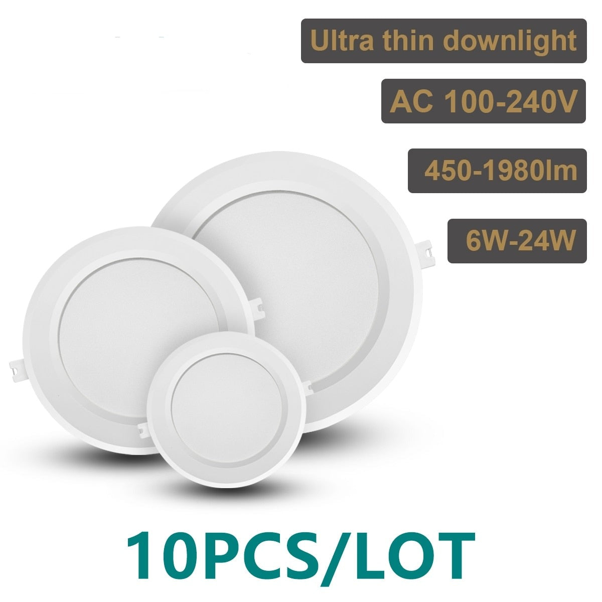 10pcs/lot Downlight AC110V AC220V Ceiling Light 17W 20W 24W Recessed Led Down light Round Panel Light Spotlight Indoor Lighting