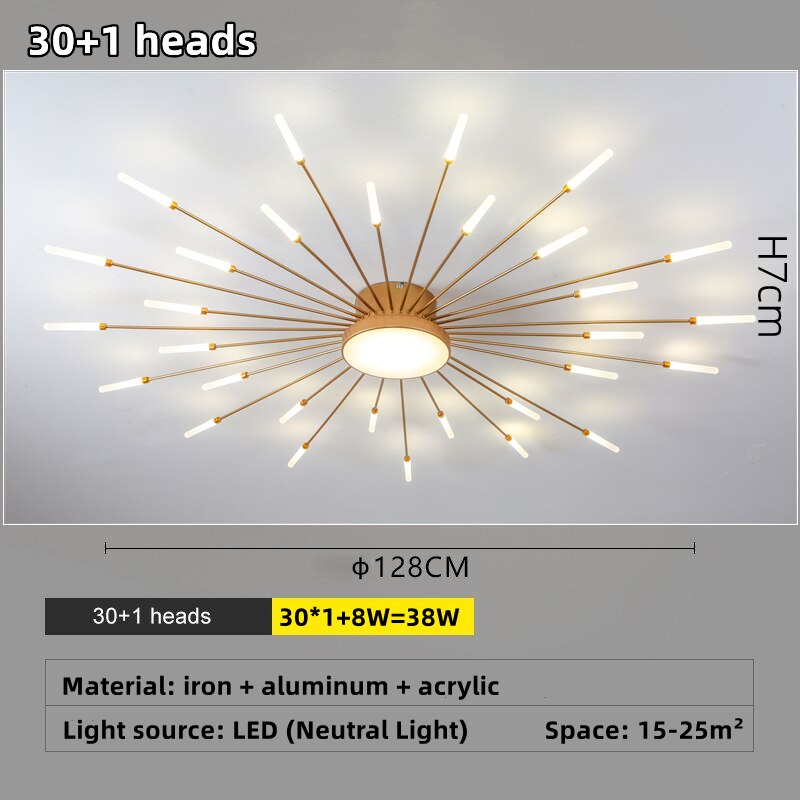 Led Firework Chandelier Dimmable For Living Room Bedroom Modern Ceiling Chandelier Dining Room Ceiling Lamp With Remote Control
