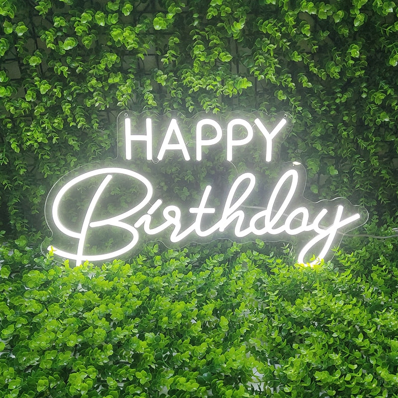 Happy Birthday Led Neon Sign Custom Night Light Sign for Birthday Party Decor Oh Baby Neon Light Lets Party Home Hanging Decor