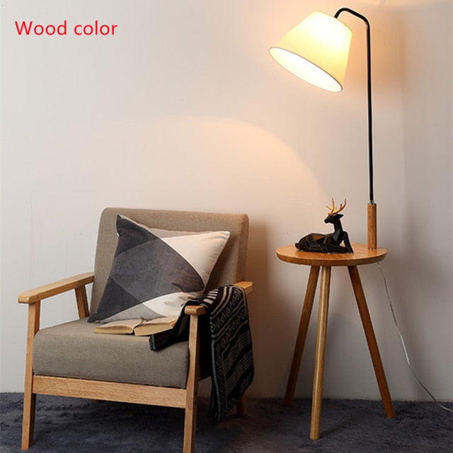 Modern Smart Wireless Charging Wood Floor Lamp For Living Room Bedroom Reading Study Lighting Tea Table Corner Standing Light