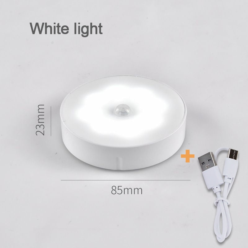 LED Motion Sensor Night Light Rechargeable Night Lamp Wireless Kitchen Bedroom Closet Light Wall-Mounted Body Induction Lamp