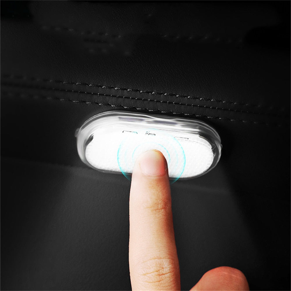 2PCS LED Interior Car Light Wireless Interior Lights Car LED Touch Lights Auto Roof Ceiling Lamp USB Charging Reading Lamps