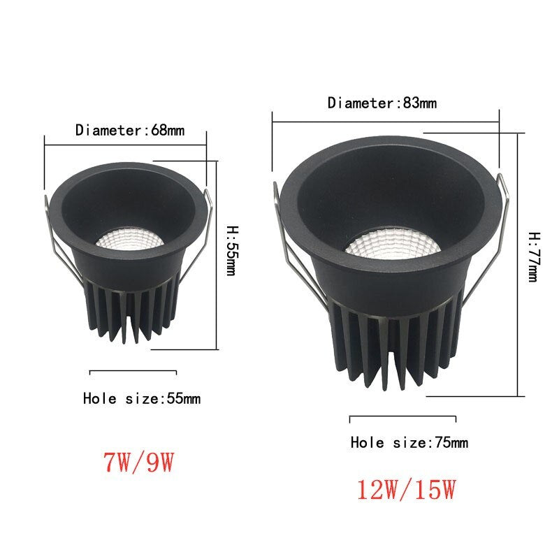 Dimmable LED Downlight 7W 9W 12W 15W Aluminum Recessed LED Spot Lighting 220V 110V Bedroom Kitchen Indoor down light